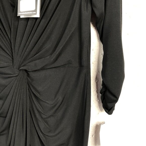 Tadashi Shoji Dress Womens Large Black Twisted Knot Ruched Formal Event NEW - Picture 3 of 16